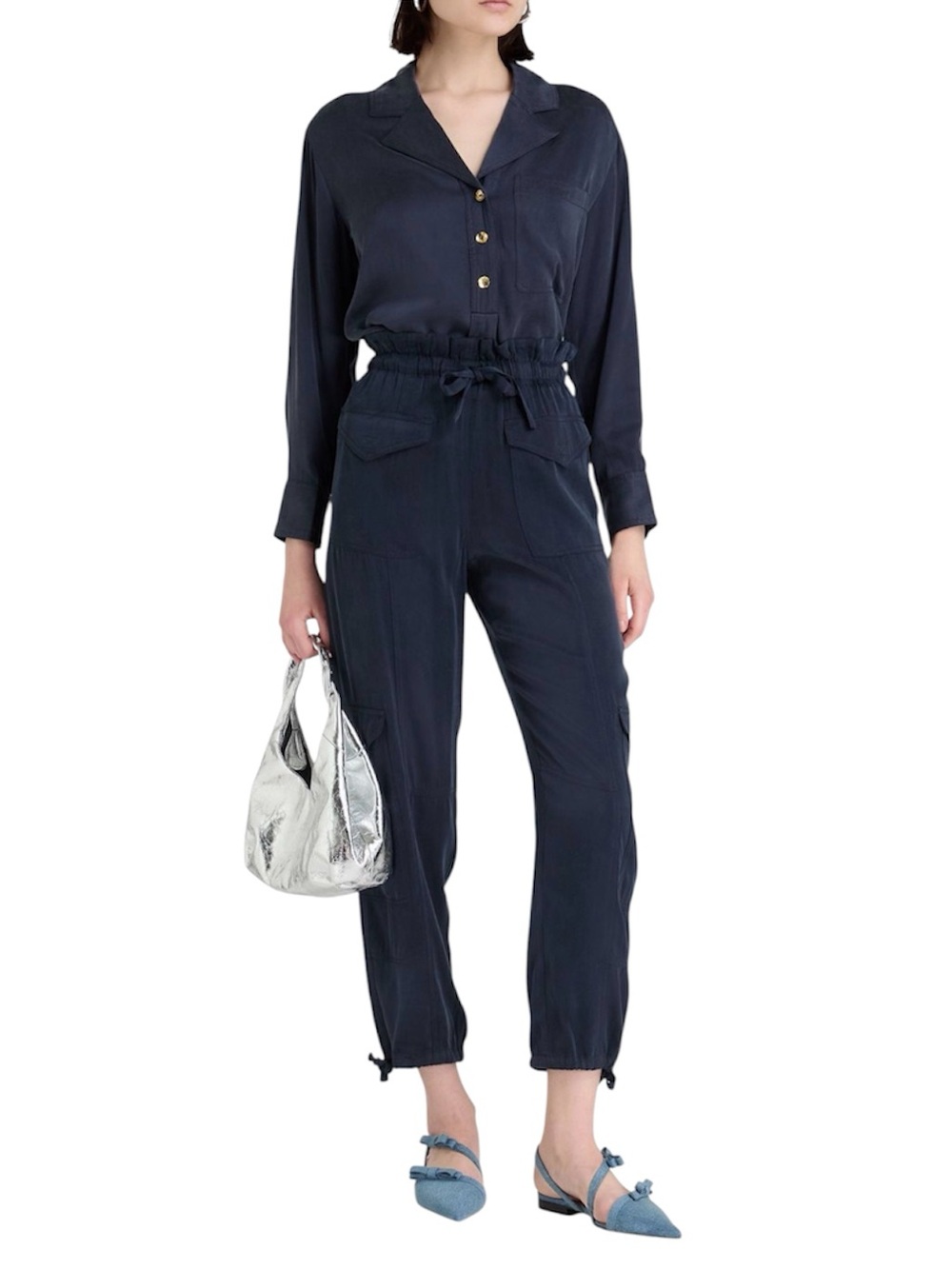GANNI
Washed cupro and ECOVERO™-blend satin cargo pants